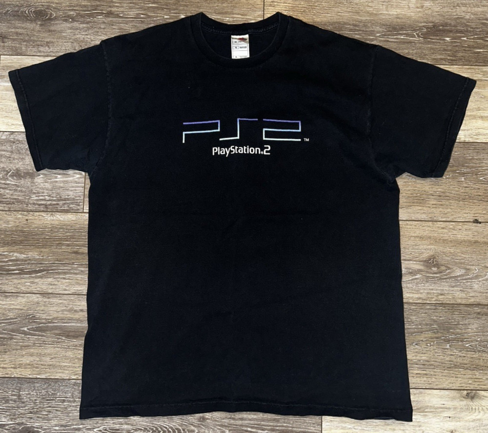 True Vintage Y2k SONY PlayStation 2 PS2 Logo Video Game Promo Shirt Mens Size XL