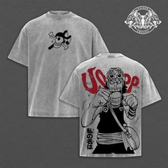 Usopp OP Anime Vintage Acid Wash Streetwear Collection: Oversized Graphic TShirt