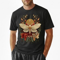 Boho Moth T-Shirt Celestial Moon Phase Insect Nature Botanical Cottagecore