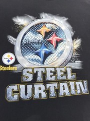 Pittsburgh Steelers Vintage Mens T-shirt NFL Size M Black Steel Curtain 90s