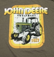 John Deere Since 1837 Graphic Print Shirt Mens X-Large Gray Olive Tractors Tee