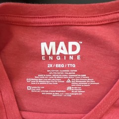Mad Engine Red USA Patriotic Graphic T-Shirt Crew Neck Short Sleeve 2X