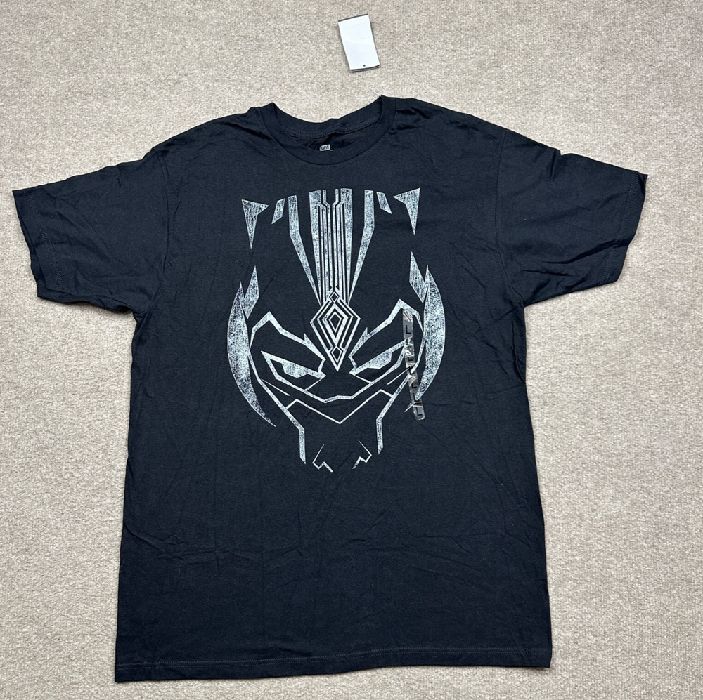 Black Panther T Shirt Mens Size L Black Short Sleeve Marvel Mad Engine Adults
