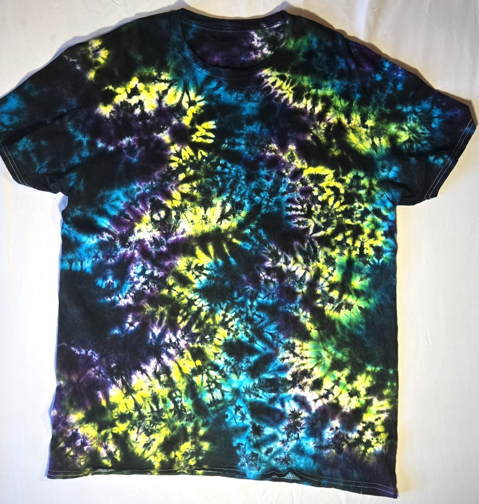 Gildan Tie Dye T-shirt Unique Black Blue Purple Yellow Green 90’s Made to Order
