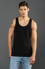 Blanks+ Unisex Fine Jersey Tank, Black, White, XS-2XL, Eco-Hybrid Cotton Blend