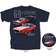 Joe Blow T’s Chevy Camaro 69 Is Divine Men’s Blue T-Shirt 1969 SS 396 RS Z-28
