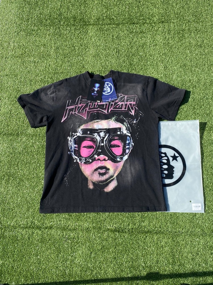 Hellstar Neon Vision Tee – Small | Premium Graphic Streetwear | Washed Black