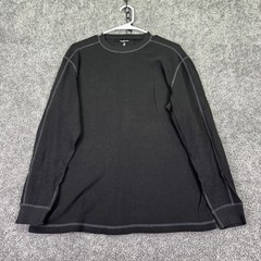 Worn Shirt Mens Medium Black Long Sleeve Thermal Waffle Knit Crewneck Tee