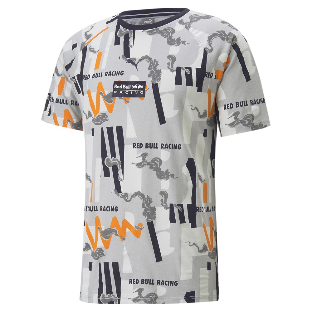 PUMA Red Bull Racing Graphic Crew Neck Short Sleeve T-Shirt Mens Grey Casual Top