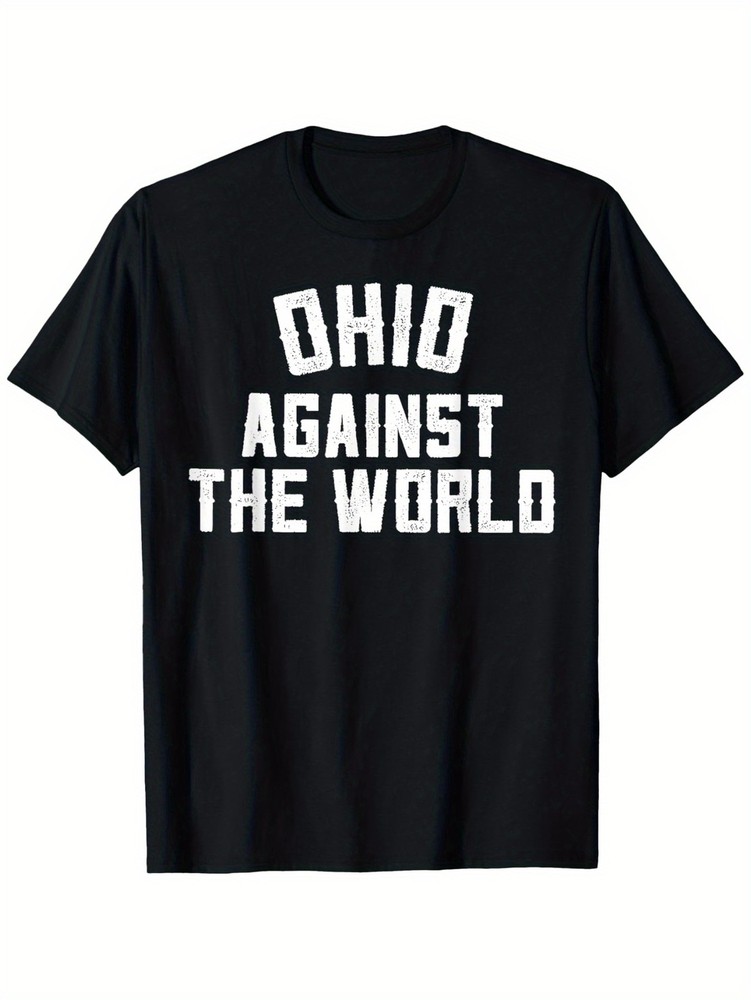 Vintage Modern Ohio Against The World Funny Football T-Shirt – Black, Small