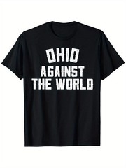 Vintage Modern Ohio Against The World Funny Football T-Shirt – Black, Small
