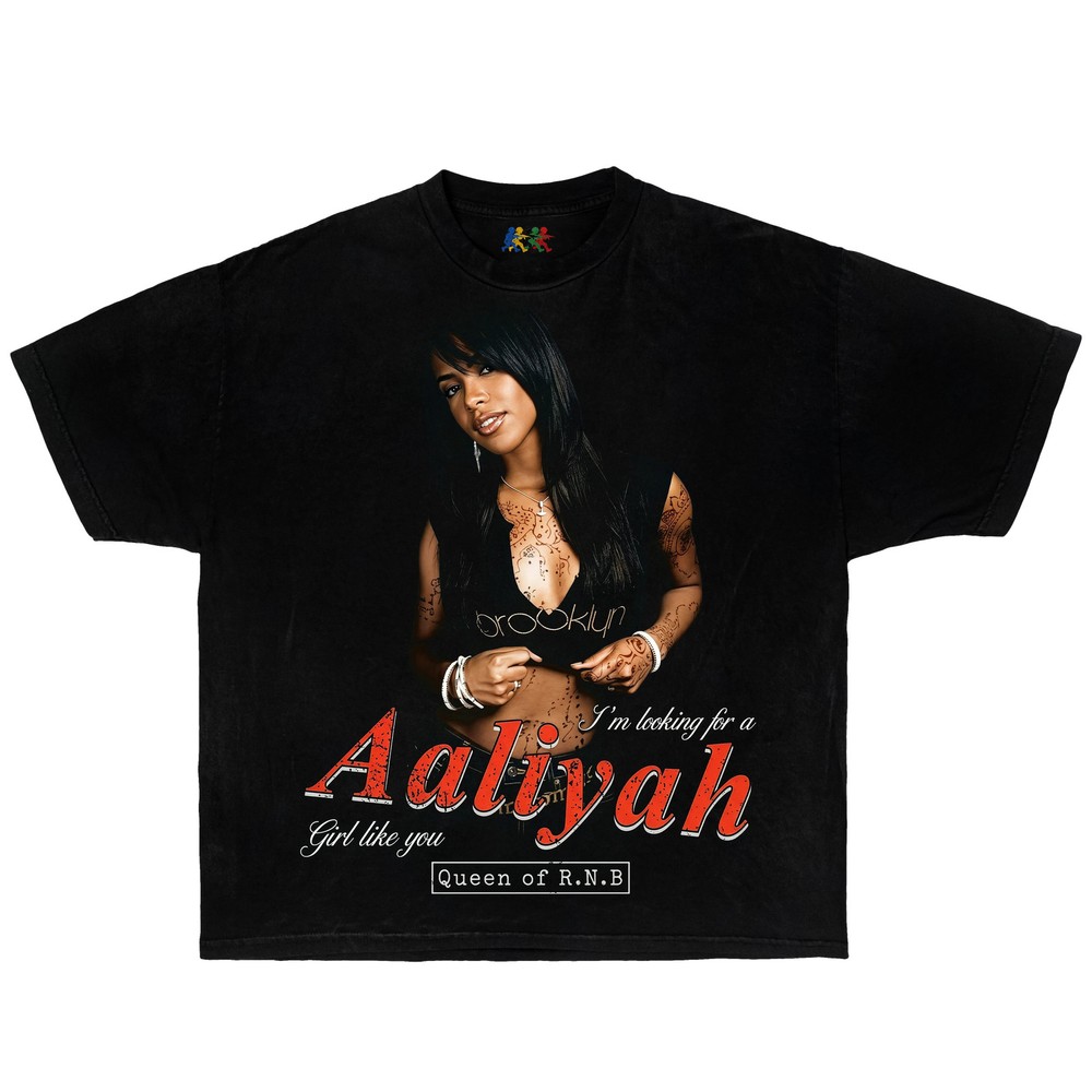 Aaliyah Queen Vintage Graphic T-Shirt 90s R&B Rap Tee Bootleg Boxy Shirt