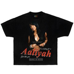 Aaliyah Queen Vintage Graphic T-Shirt 90s R&B Rap Tee Bootleg Boxy Shirt