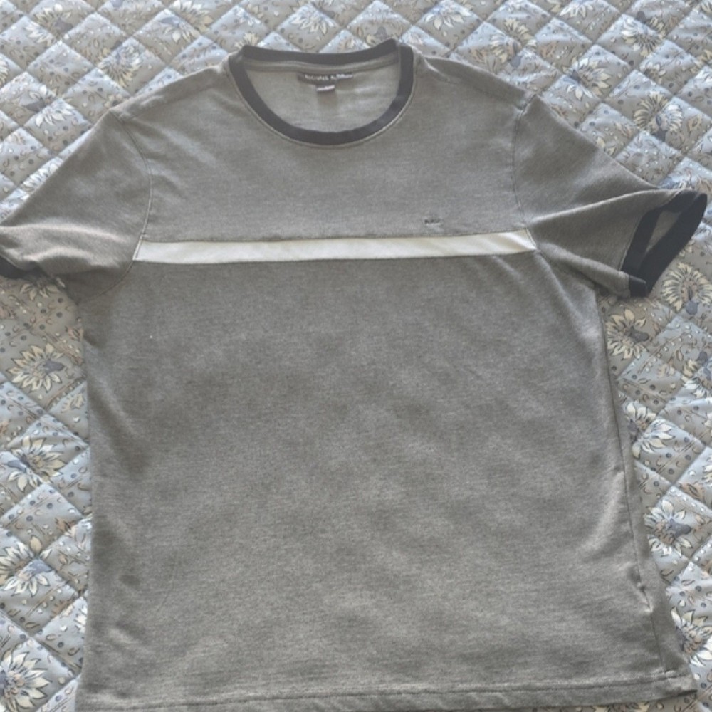 Michael Kors Men’s Gray Contrasting Trim Crew Neck Short Sleeve T-Shirt Size M