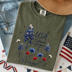 Comfort Colors America 250th Anniversary Shirt Patriotic Butterfly 4th of July