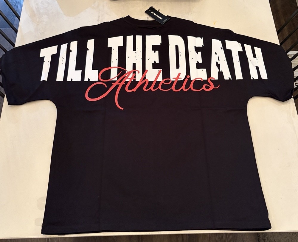 Till The Death Men’s Rambo Oversized Elbow Sleeve Tee Black Size XL Pump Cover