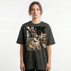 English Bulldog Bandana Iced Latte NYC Night Street Unisex T-Shirt Funny Tee