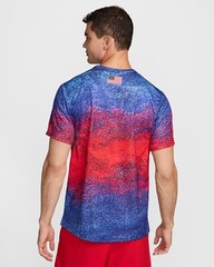 Men Nike USA Miler DRI-FIT Short Sleeve Running Shirt Red White Blue FJ3411 635