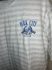 Vintage Made In USA Park City Utah Striped Shirt Size Large Gear For Sports