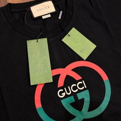GUCCI Men’s Logo Printed T-Shirt Cotton Black Color Size S