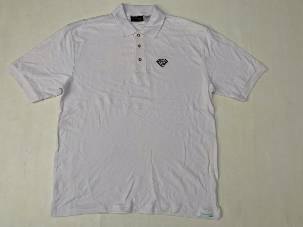 Men’s Diamond Supply Co Logo Men Graphic White Polo T Shirt Size XL