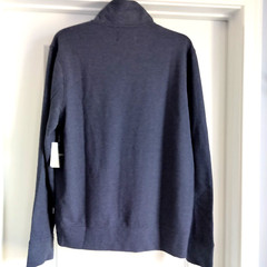 NWT M Men’s Lucky Brand Blue Button Neck French Terry Lined Knit Shirt NEW