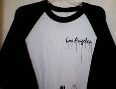 Los Angeles California Typeo Baseball Style T Shirt High Rise Building Graphics