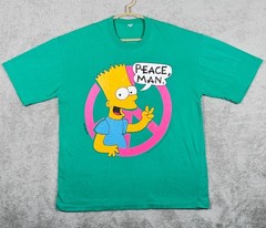 Vintage The Simpsons Shirt Mens Large Green Bart Peace Man 1990 Single Stitch *