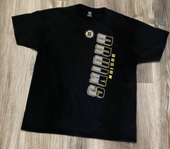 Boston Bruins NHL Black Graphic T-Shirt Size Large L Hockey Fan Logo Tee