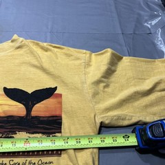 Crazy Shirts Take Care Of The Ocean Shirt Mens Large Yellow Whale Long Sleeve