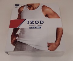 3 GENUINE IZOD MENS 2XL 3XL 4XL COTTON BLEND WHITE TANK TOP SHIRTS UNDERSHIRTS