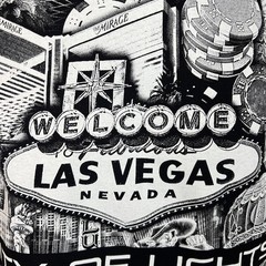 Las Vegas “City Of Lights” AOP T-Shirt Adult L Black & White All Over Print Y2K