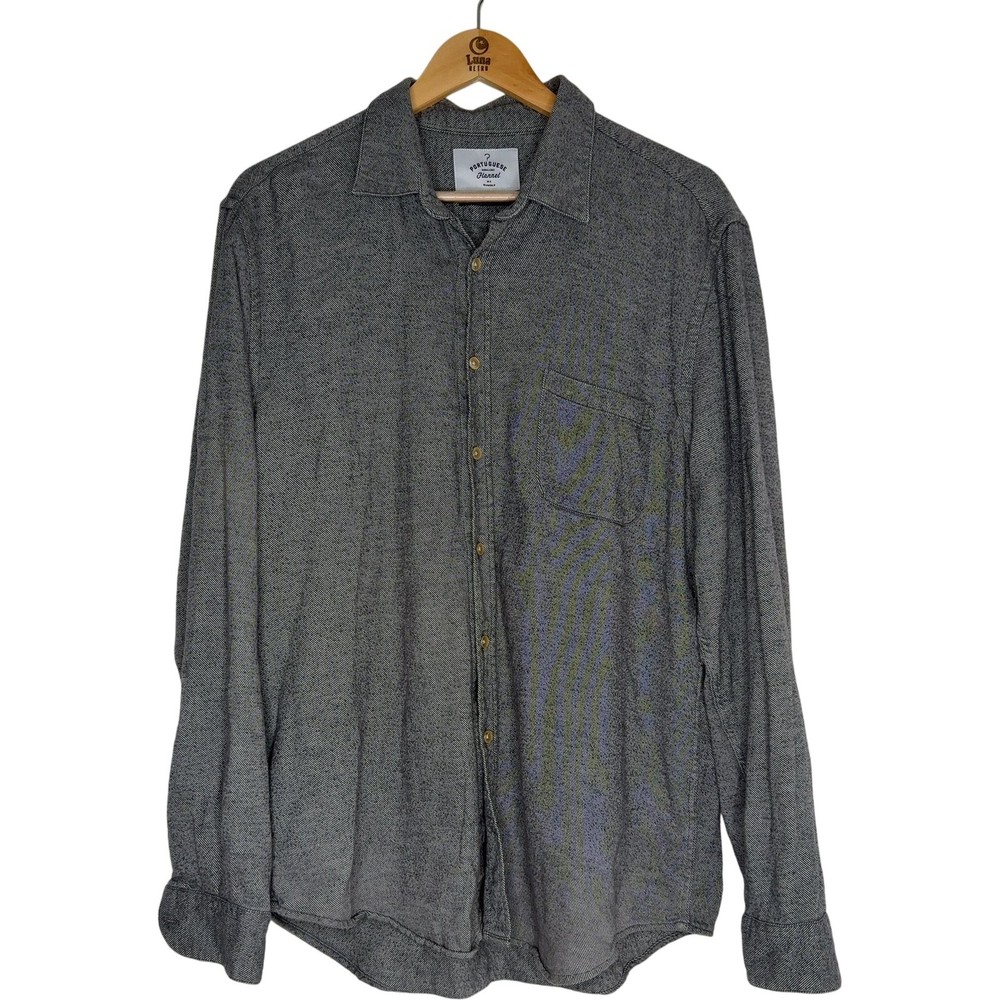 Portuguese Knowledge Flannel Men’s Long Sleeve Shirt XL Grey Cotton