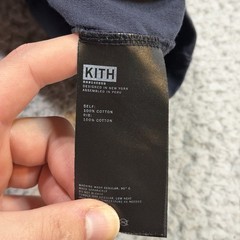 Kith Shirt Mens Medium Blue Navy Graphic Long Sleeve Stretch Cotton Crew Casual