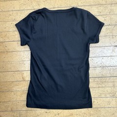 Vintage Gloria Vanderbilt Small Logo Tee Shirt Square Neck 80s Black
