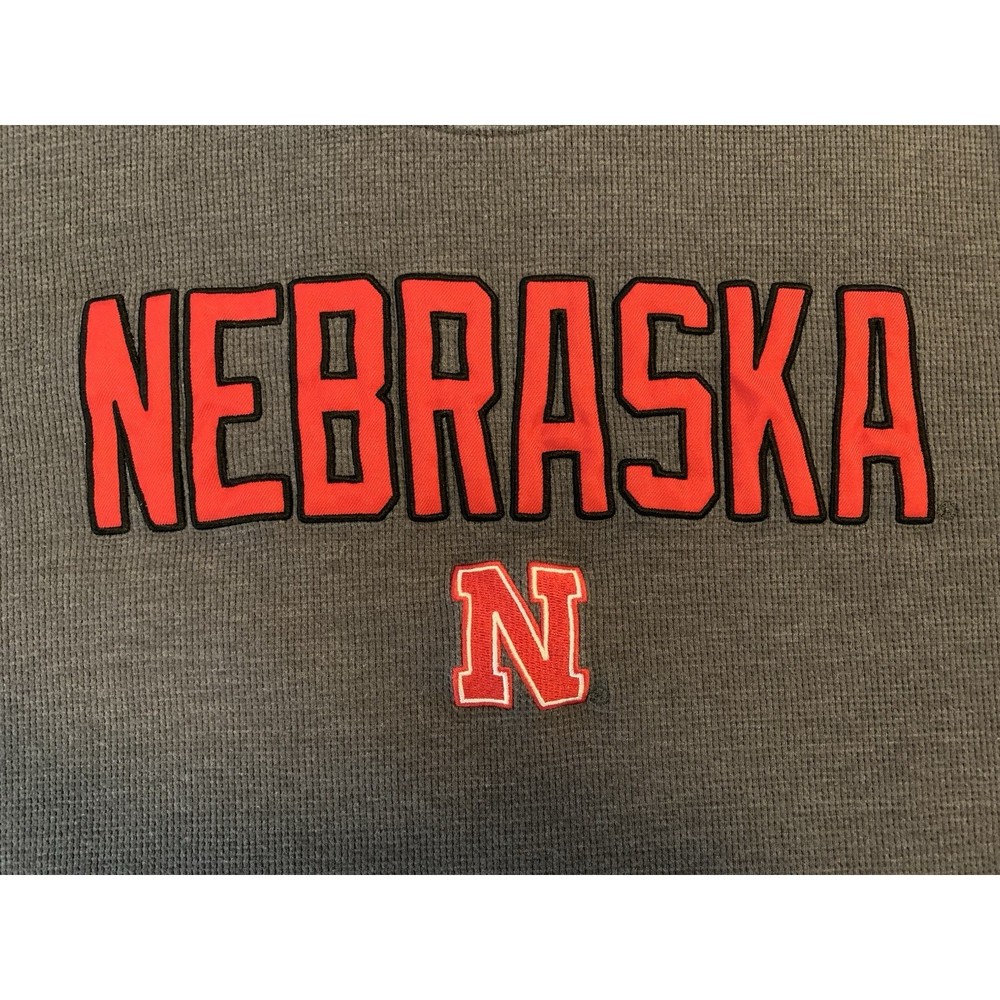Colosseum Long Sleeve Thermal Nebraska Men’s 2X/Large Gray Waffle Pullover