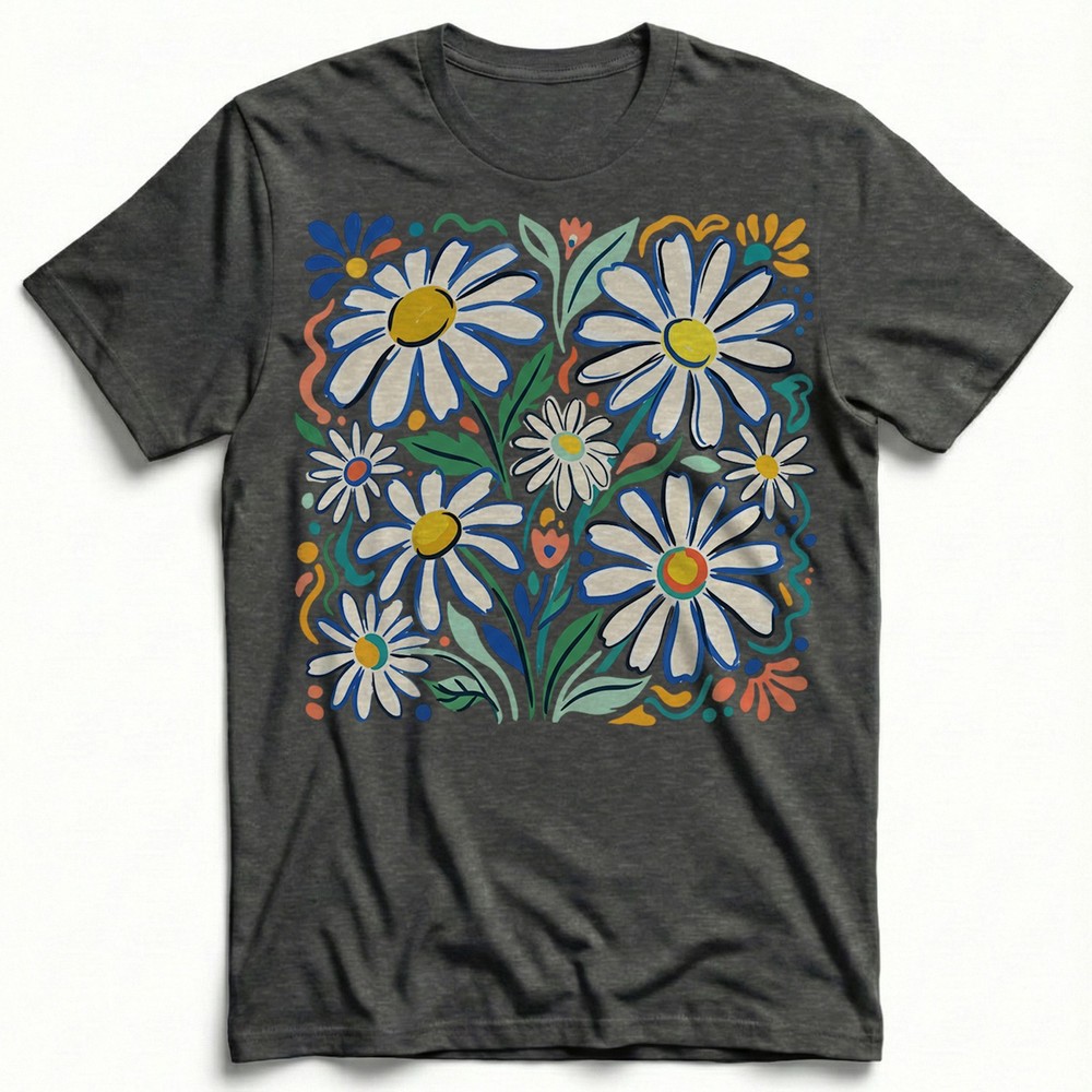 Retro Floral Daisy T-Shirt Colorful Botanical Wildflower Nature Spring Tee