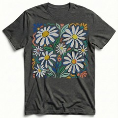 Retro Floral Daisy T-Shirt Colorful Botanical Wildflower Nature Spring Tee