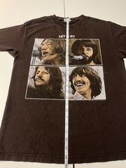 Vintage Beatles Let It Be T Shirt Mens Medium Brown Fade Rock Band Tee Y2K