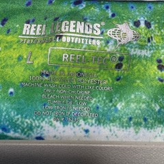 Reel Legends Mens Performance Fishing Shirt Size L Green Blue Graphic Tee