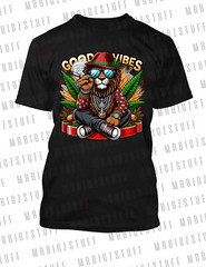 420 Marijuana Good Vibes Lion King Tee Shirt Hip Hop Streetwear Hip Hop T