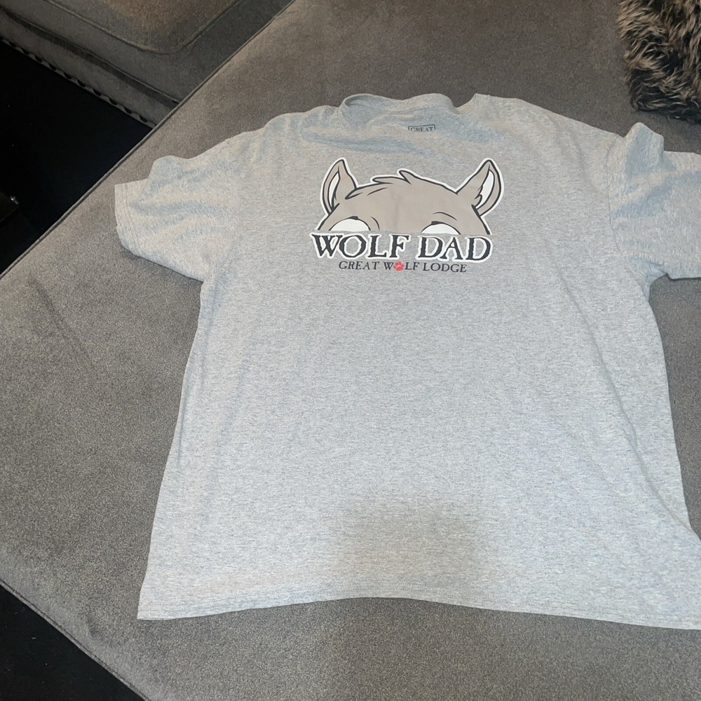 GREAT WOLF LODGE Heather Grey Wolf Dad SS Tee Shirt XL
