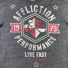 Affliction Shirt Adult Medium Dark Gray Graphic Tee Performance Live Fast USA