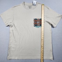 Rue 21 Tribal Southwest Pocket T-Shirt Men’s Small Tan Aztec Jersey Straight Hem