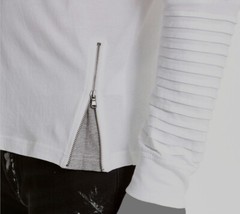 $39 Inc International Concepts Men White Pleated Cotton Hooded T-Shirt Size XL