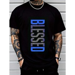 Men’s Plus Size Casual Crew Neck T-Shirt – Geometric-Pattern, Smooth Cotton