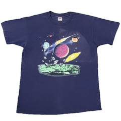 VTG 90s Human-i-Tees Solar System Astronomy Glow T Shirt XL Single Stitch Faded
