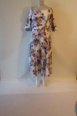 *Womens Veromia Occasions White Purple Off Shoulder Floral Maxi Dress 12