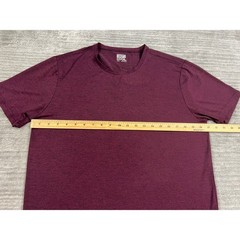 32 Degrees T-Shirt Mens Large Burgundy Cool Short Sleeve Heathered Stretch Crew