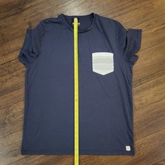 Marine Layer Signature Printed Pocket Tee Shirt Mens Marge M/L Indigo Navy Blue